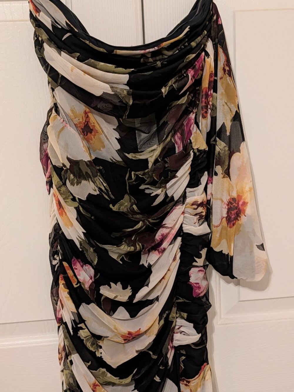 Abercrombie and Fitch Floral mesh ruched midi dress